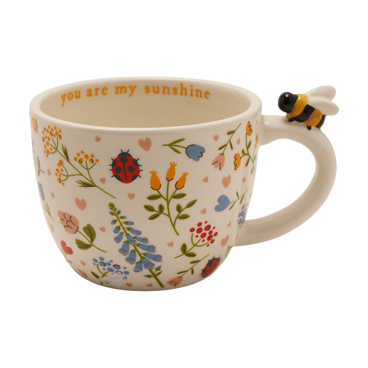 You Are My Sunshine Stoneware Mug with Mini Bee - Cream