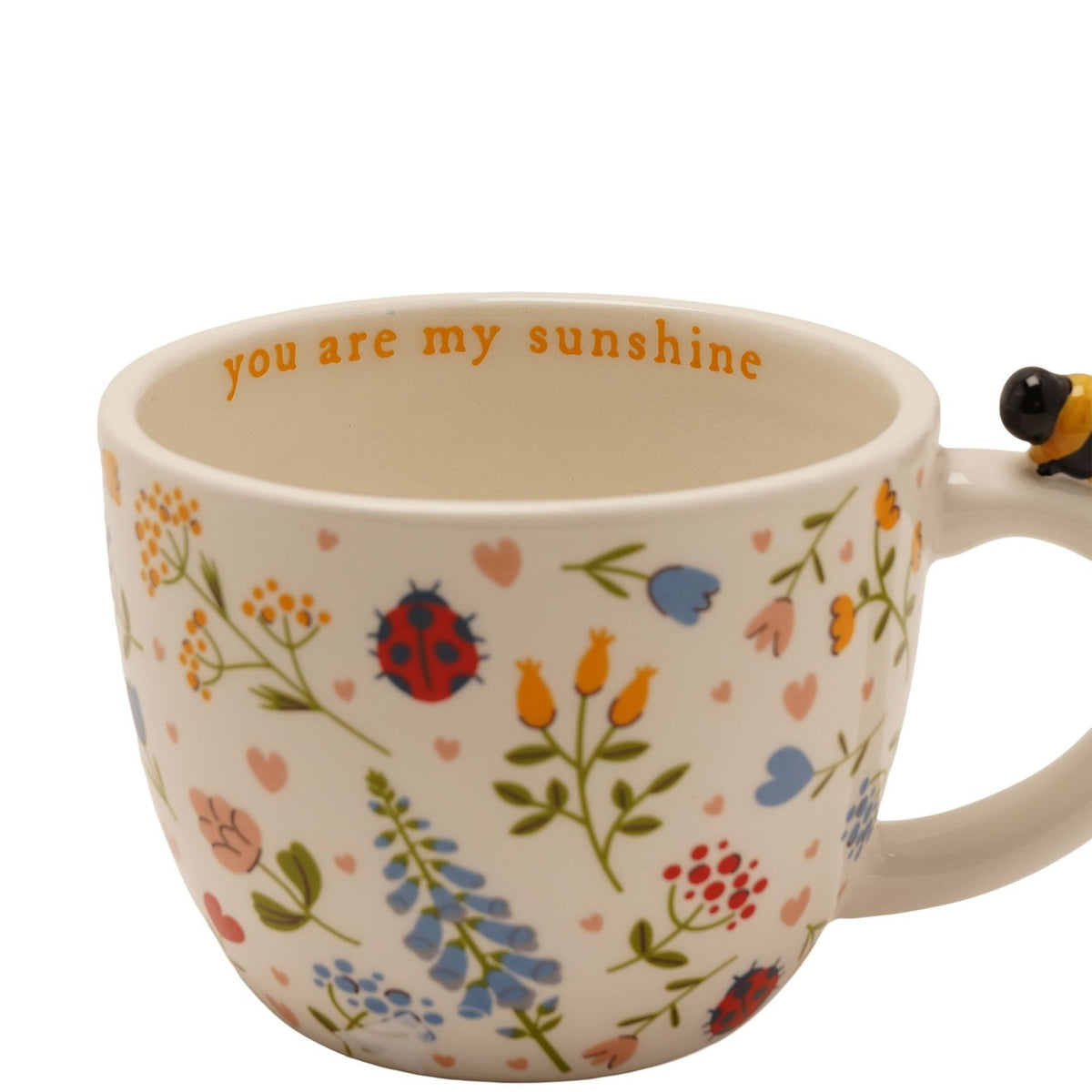 You Are My Sunshine Stoneware Mug with Mini Bee - Cream