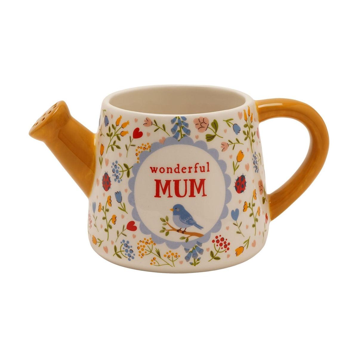 Wonderful Mum Watering Can Stoneware Mug - Cream & Yellow