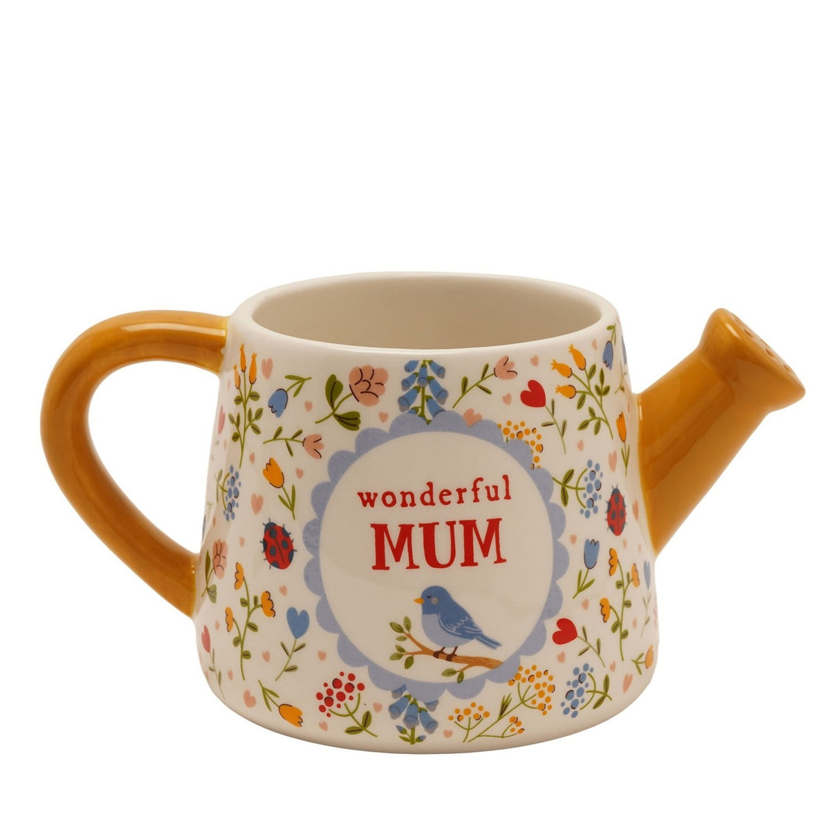 Wonderful Mum Watering Can Stoneware Mug - Cream & Yellow