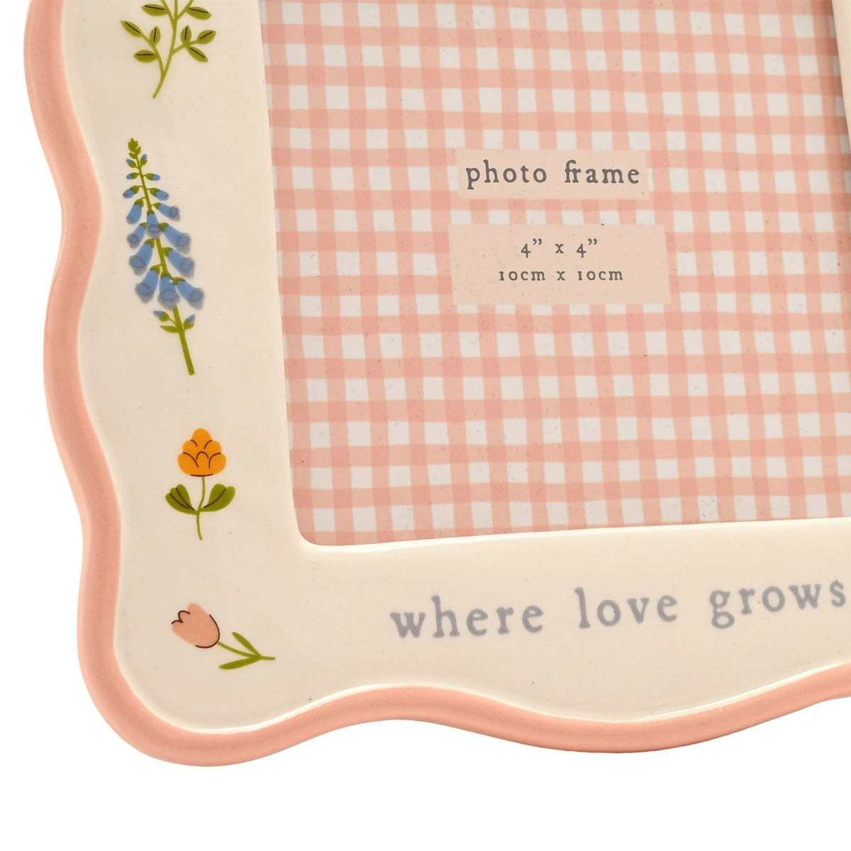 Buttercup & Bloom Ceramic Photo Frame 4 x 4in - Cream & Pink