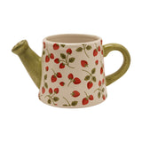 Small Strawberry Watering Can Ceramic Planter - Cream & Green