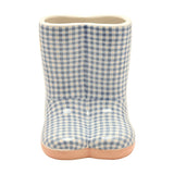Small Sunshine Gingham Boots Ceramic Planter - Blue & White