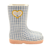 Small Sunshine Gingham Boots Ceramic Planter - Blue & White