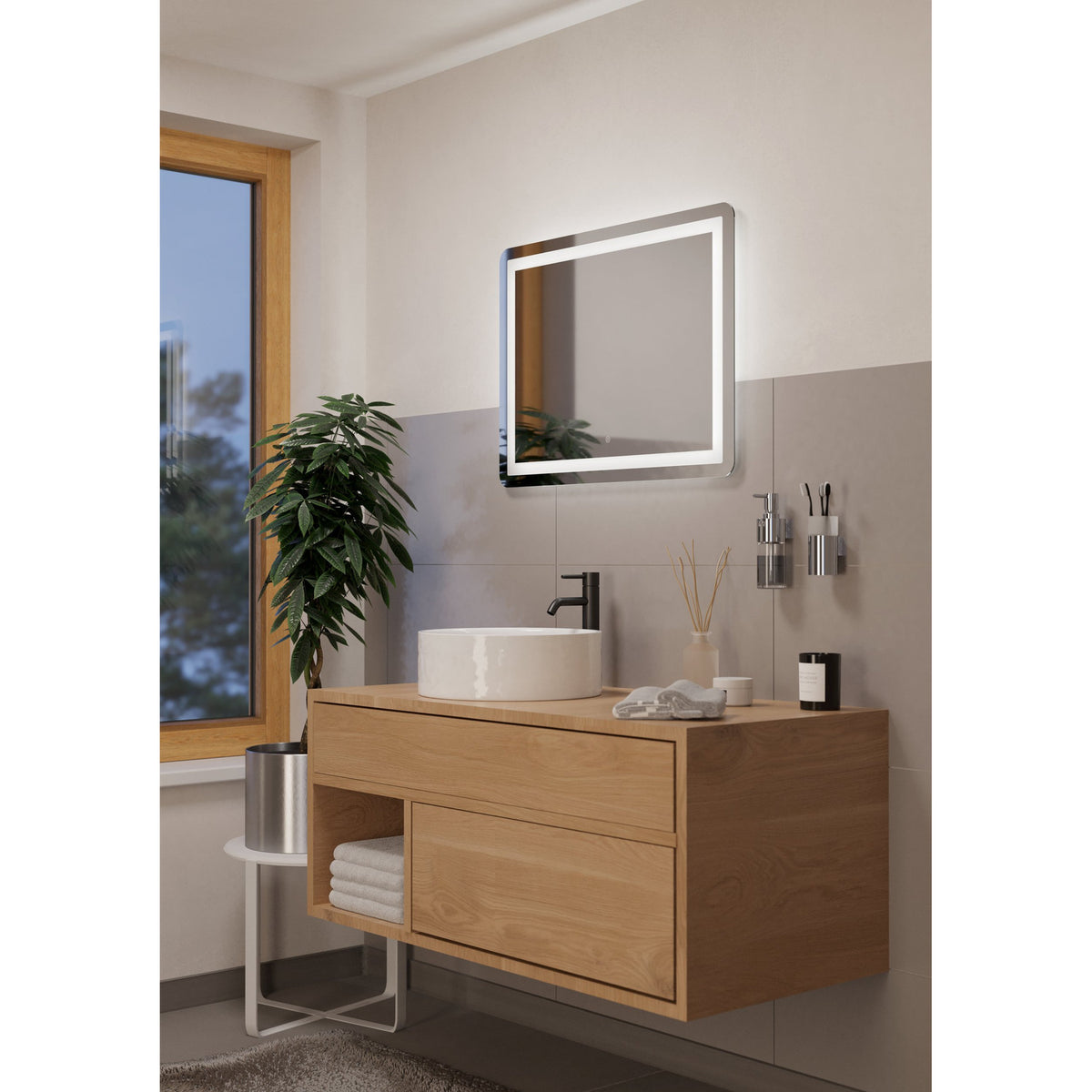 Buenavista 1 LED Bathroom Mirror - Silver
