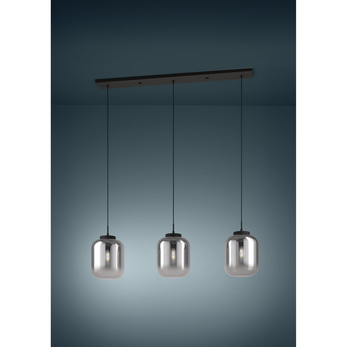 Bulciago Smoked Glass Linear Pendant Light - Black