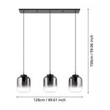 Bulciago Smoked Glass Linear Pendant Light - Black