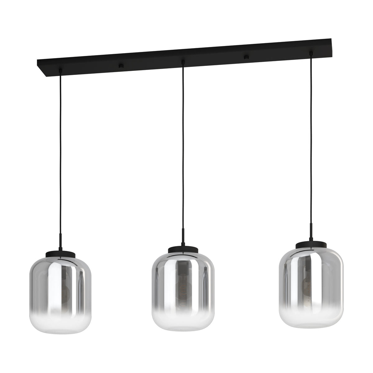 Bulciago Smoked Glass Linear Pendant Light - Black