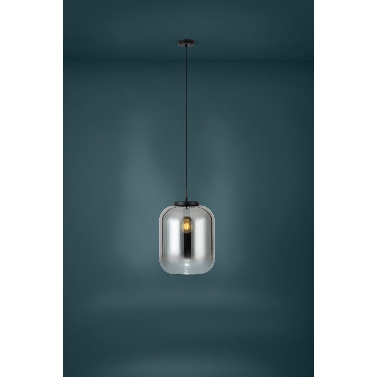 Bulciago Smoked Glass Pendant Light 35cm - Black