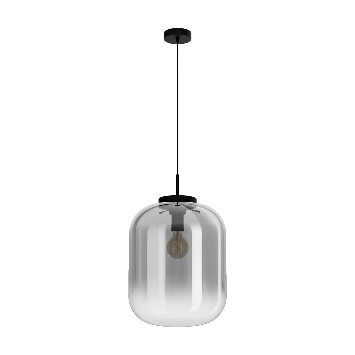Bulciago Smoked Glass Pendant Light 35cm - Black