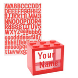 Personalisable Money Box with Full Alphabet Sticker Sheet - Red