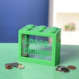 Personalisable Money Box with Full Alphabet Sticker Sheet - Green
