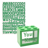 Personalisable Money Box with Full Alphabet Sticker Sheet - Green