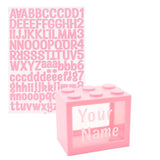 Personalisable Money Box with Full Alphabet Sticker Sheet - Pink