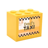 Dad's Taxi Building Block Plastic Money Box with Window - Yellow