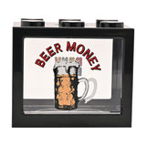 Beer Mug Brick Plastic Money Box with Clear Window - Black