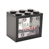 Season Ticket Football Plastic Money Box with Window - Black