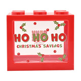 Ho Ho Ho Building Block Plastic Money Box with Window - Red