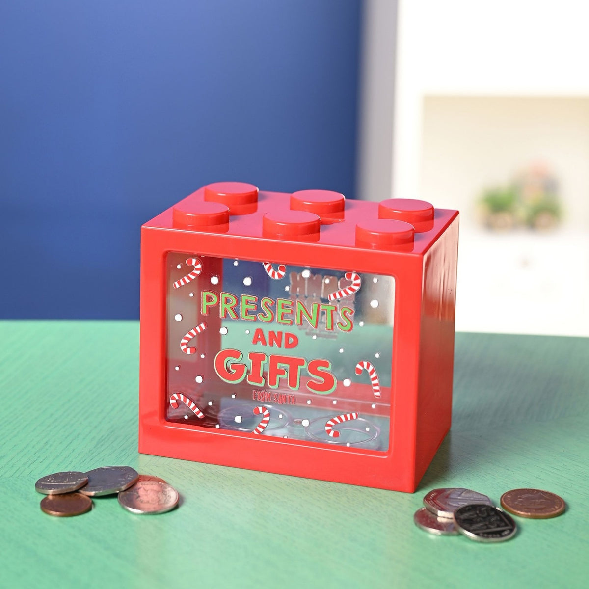 Presents and Gifts Building Block Plastic Money Box - Red