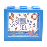 Sun, Sand & Sea Building Block Plastic Money Box - Blue