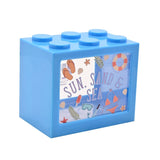 Sun, Sand & Sea Building Block Plastic Money Box - Blue
