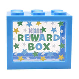 Star Print Reward Building Block Plastic Money Box - Blue