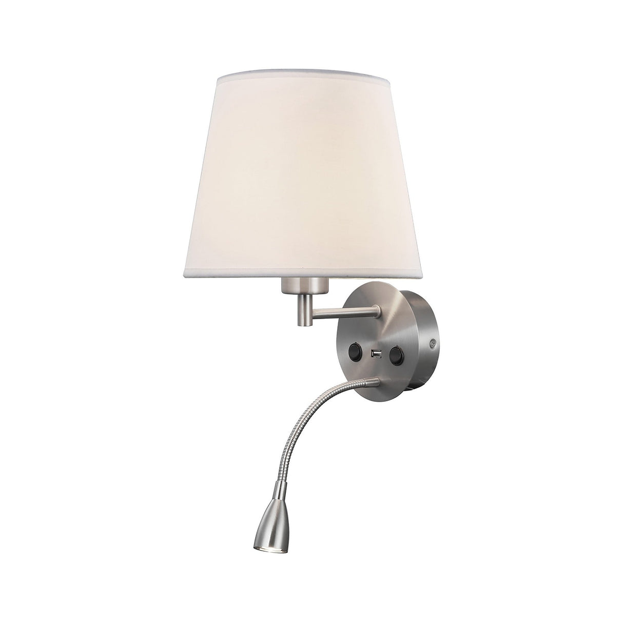 Caicos LED Wall/Reading Light With USB Charger - Nickel