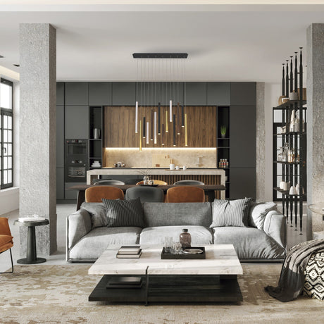 Cala 14 Light LED Bar Pendant Light 84W 3000K - Multicoloured