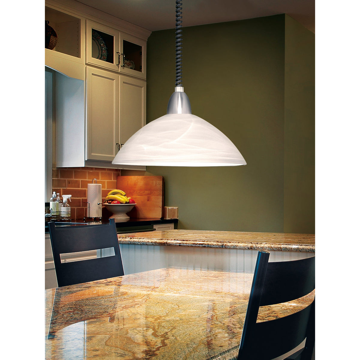 Calbette Glass Pendant Light - Grey & Satin Nickel