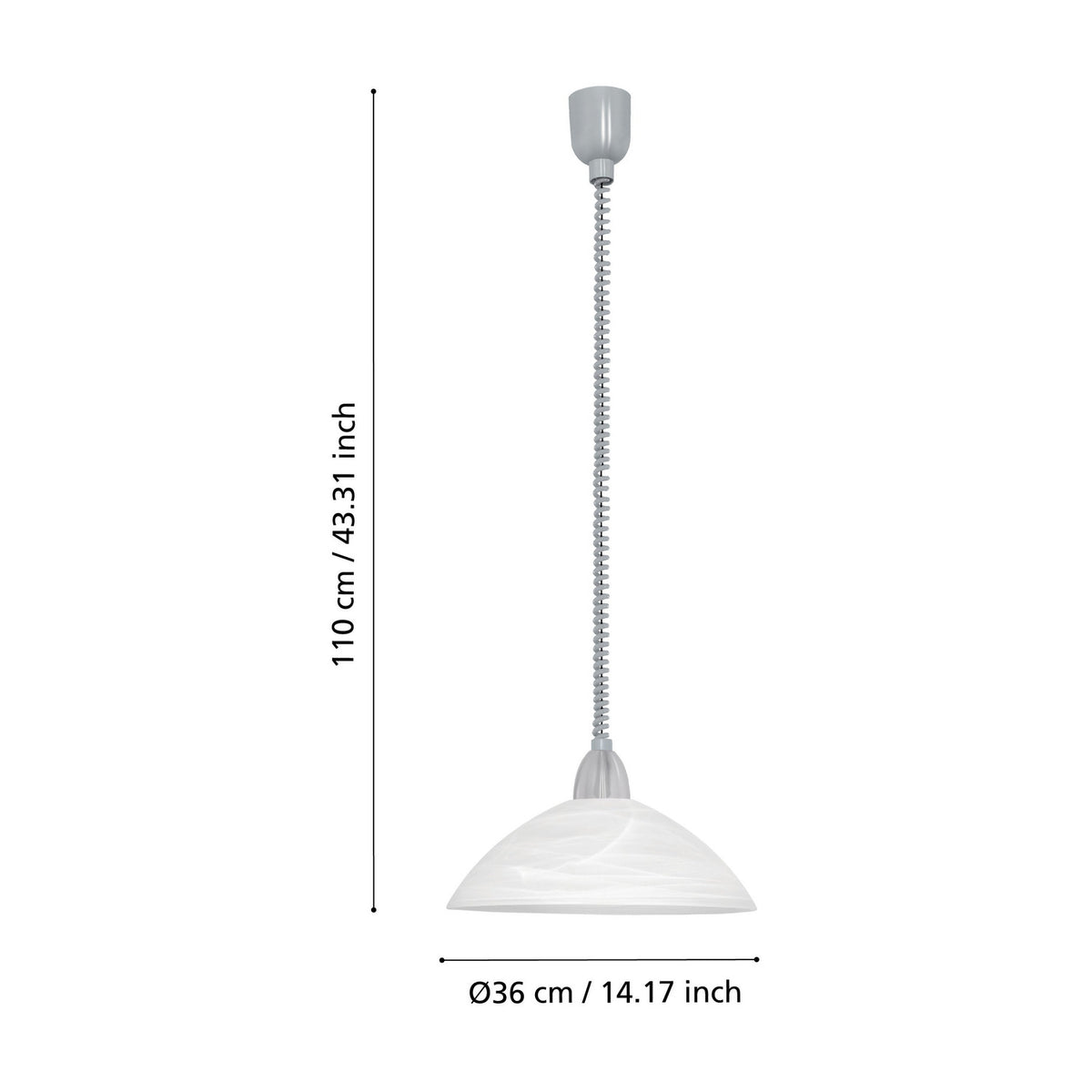 Calbette Glass Pendant Light - Grey & Satin Nickel
