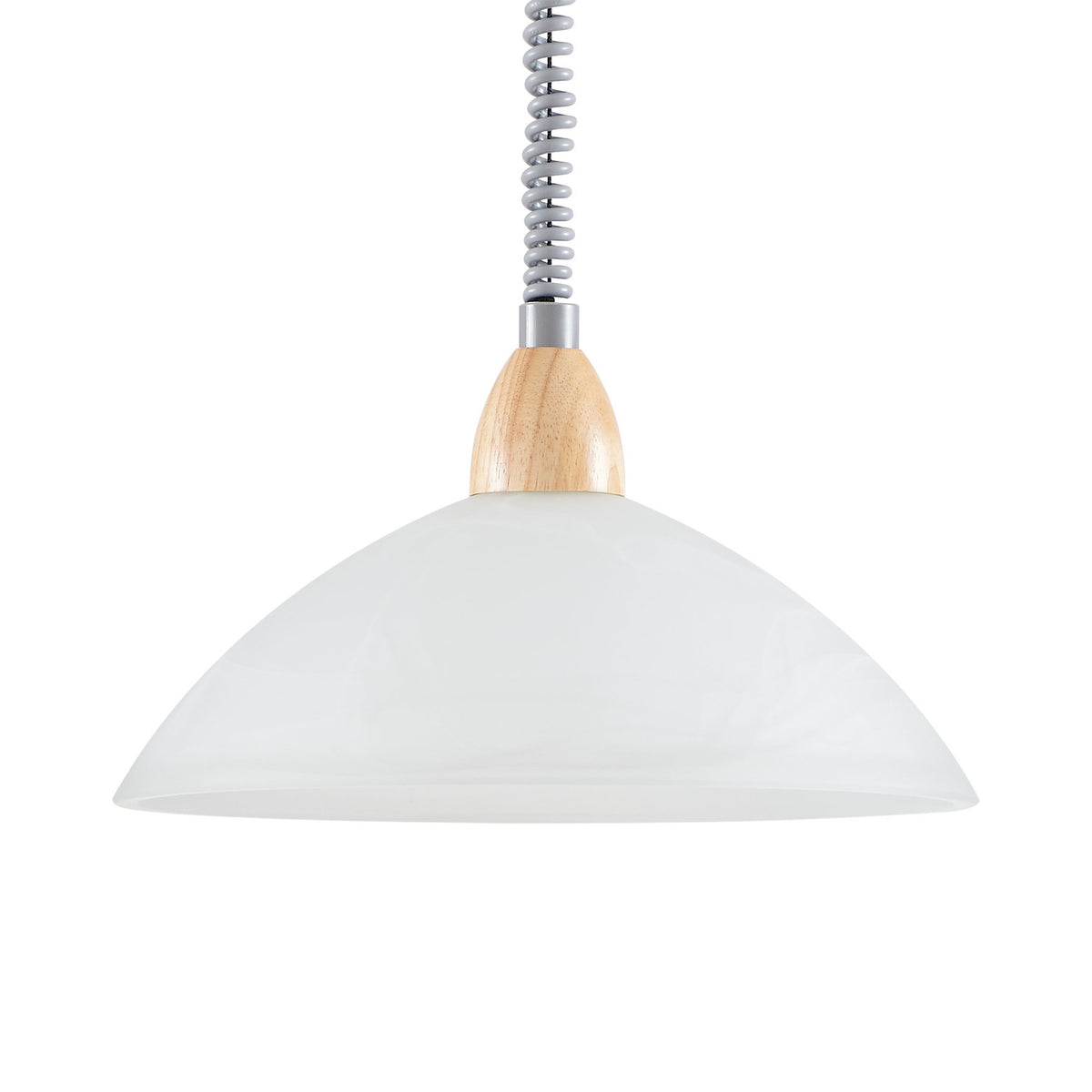 Calbette Glass Pendant Light - Silver, Satin Nickel & Beech
