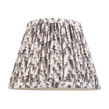 Endon Caldgrove 20cm tapered lamp shade in pearl grey pleated faux linen with a leaf print and taped edges, shown on a plain white background.