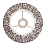 Endon Caldgrove 25cm tapered lamp shade in pearl grey pleated faux linen with leaf print, taped edges and fixed gimbal fitting, shown from above.