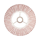 Endon Caldgrove 30cm tapered lamp shade in peachy keen, top view showing pleated faux linen with leaf print, taped edges and gimbal fitting.