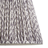 Endon Caldgrove 40cm tapered lamp shade in pearl grey pleated faux linen with a botanical leaf print and taped edge detailing.