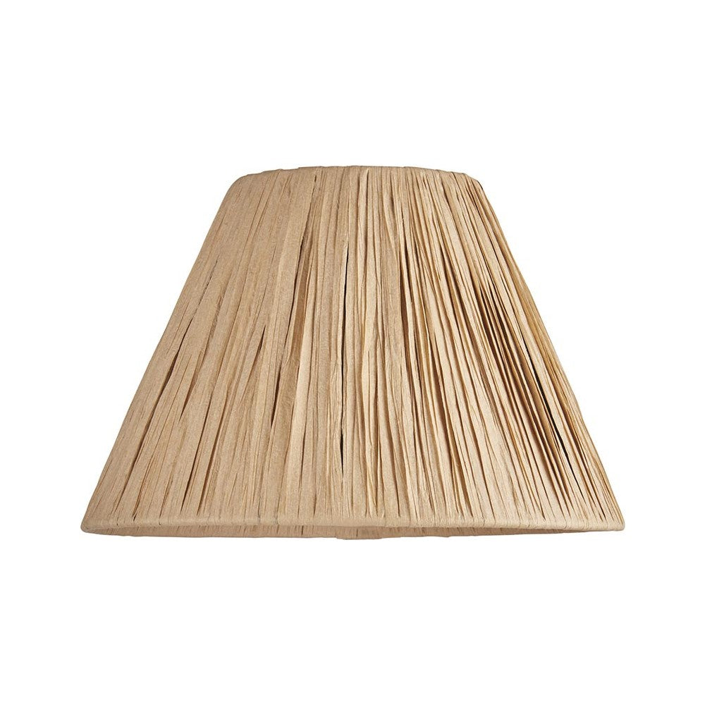 Caldwood 25cm tapered lamp shade in natural raffia, hand-wrapped with visible woven texture, shown on a plain white background.