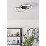 Calliera LED Flush Ceiling Light 49 x 44.5cm - Black & Brass