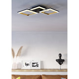 Calliera LED Flush Ceiling Light 59.5 x 31cm - Black & Brass