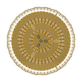Top-down view of the Calmeilles 10 Light Ceiling Light in brass, showing concentric tiered rows of faceted glass drops in a round steel frame against a white background.