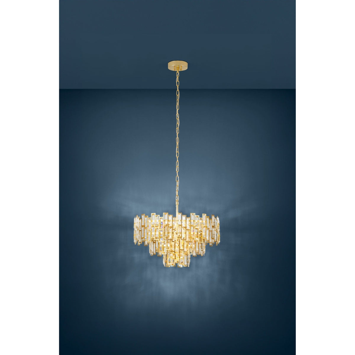 Calmeilles Clear Glass 10 Light Pendant 63cm - Brass