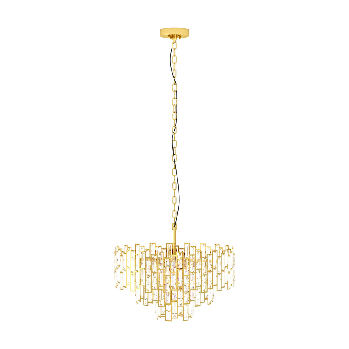 Calmeilles Clear Glass 10 Light Pendant 63cm - Brass