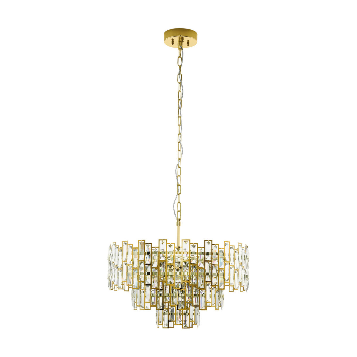 Calmeilles Clear Glass 10 Light Pendant 63cm - Brass