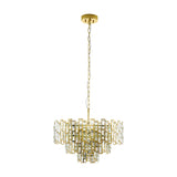 Calmeilles Clear Glass 10 Light Pendant 63cm - Brass