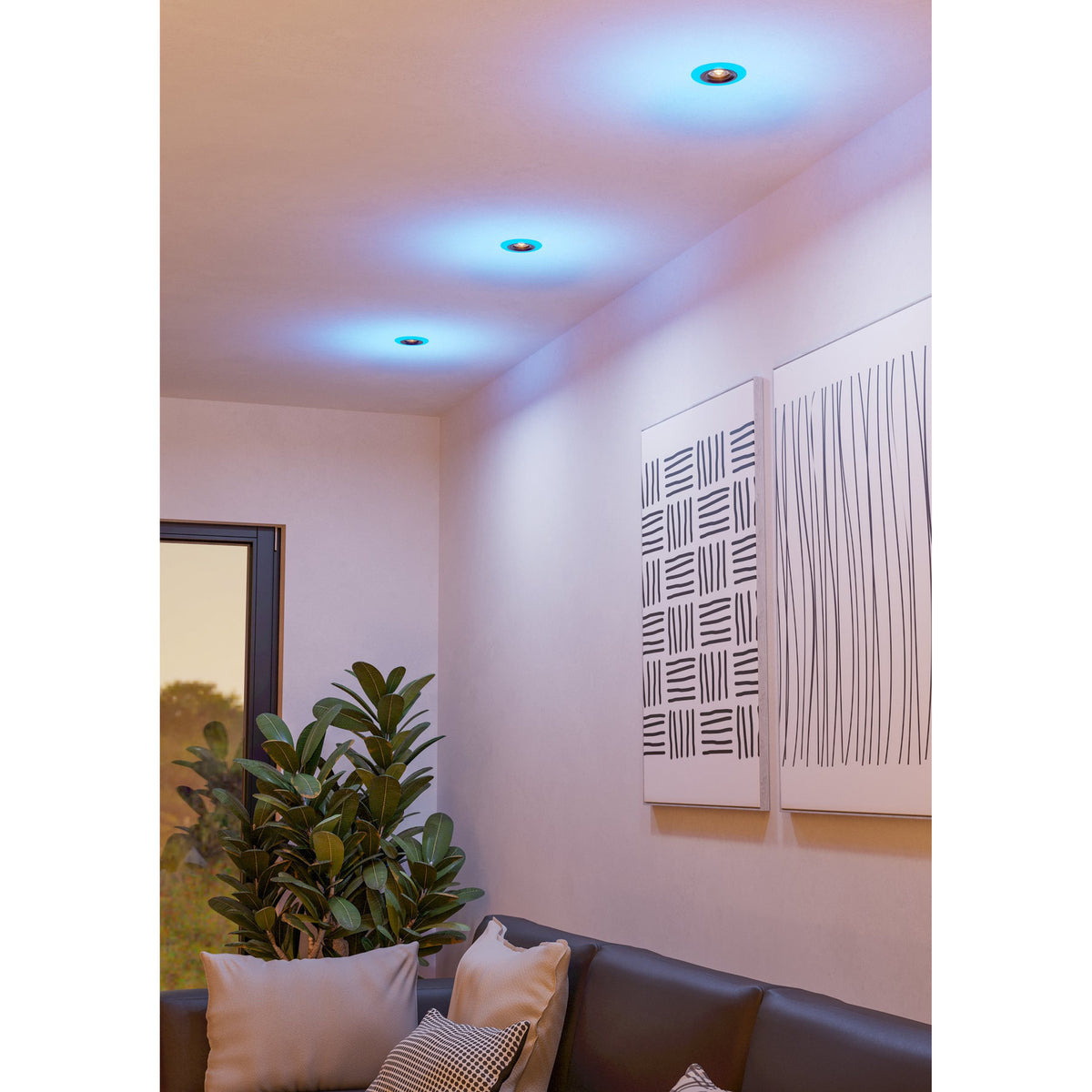 Calonge RGB LED Downlight Set of 3 - Black & White