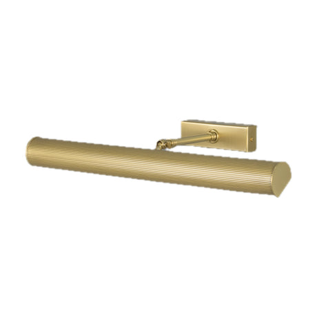 Cambridge Brass Picture Light, 50.5cm reeded tube shade on a slim jointed arm with rectangular wall plate, brass finish, shown on a plain white background.