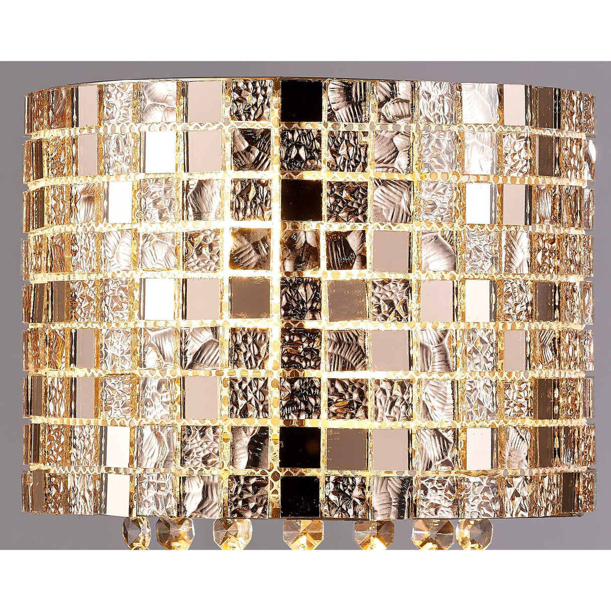 Camden 2 Light Mosaic Glass & Crystal Wall Light - Rose Gold