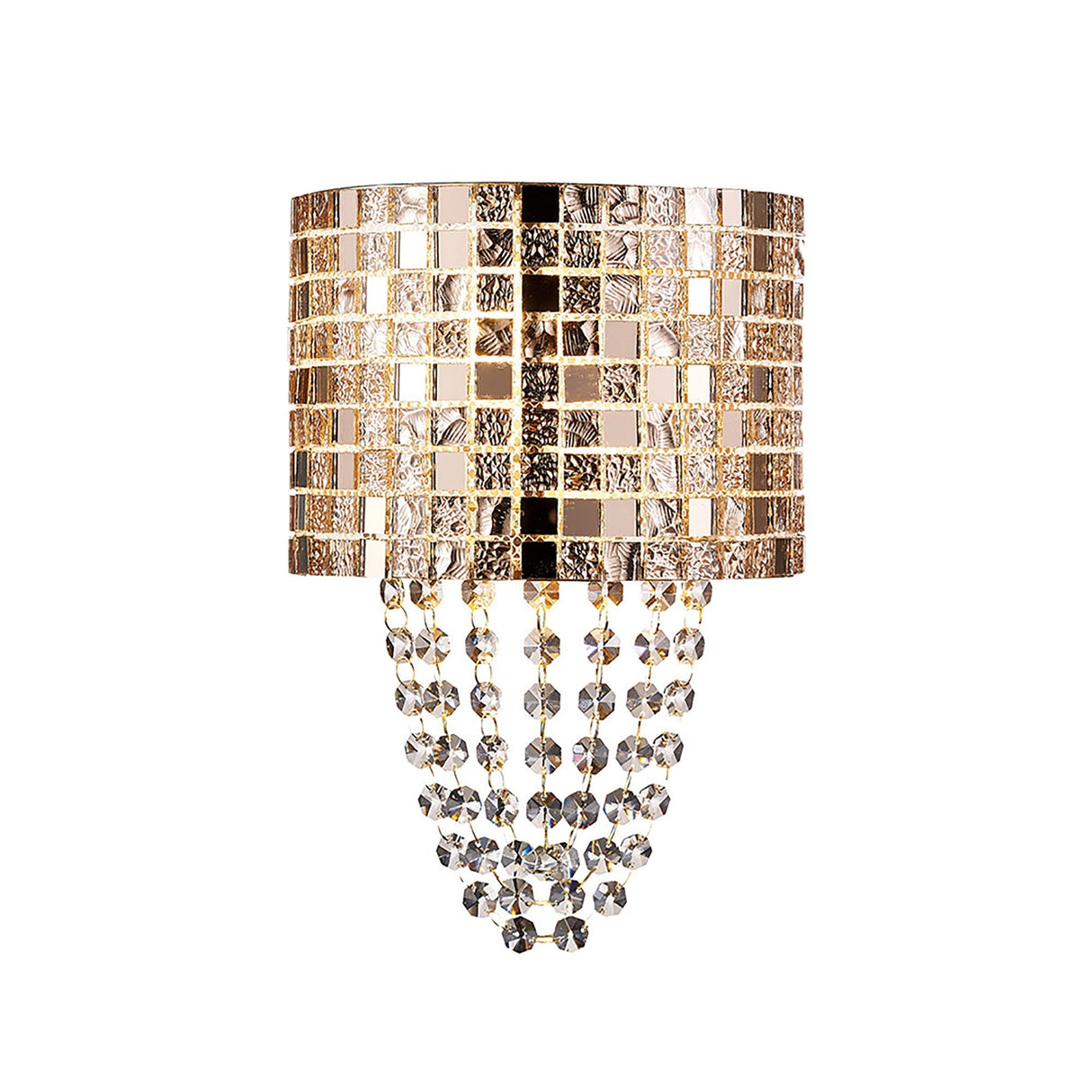 Camden 2 Light Mosaic Glass & Crystal Wall Light - Rose Gold