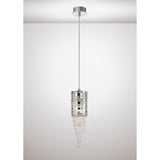 Camden 10cm 1 Light Mosaic Glass & Crystal Pendant Light - Chrome