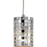 Camden 10cm 1 Light Mosaic Glass & Crystal Pendant Light - Chrome