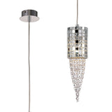 Camden 10cm 1 Light Mosaic Glass & Crystal Pendant Light - Chrome